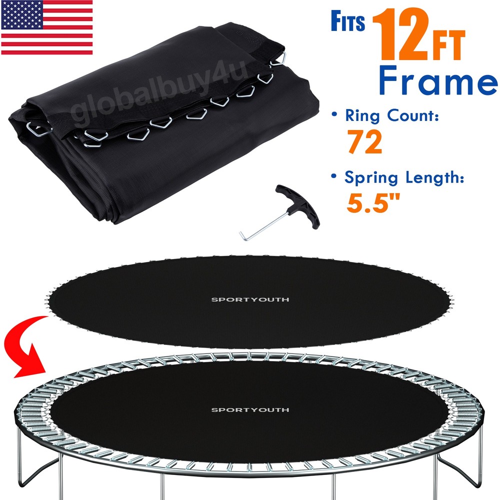 12 ft Round Replacement Trampoline Jumping Mat Fit 5.5″ inch Springs 72 rings