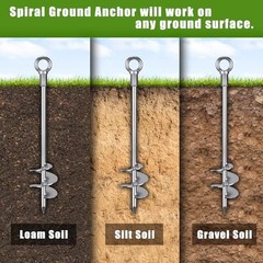 30″ Heavy-Duty Ground Anchors Screw in, 3″ Wide Spiral Earth Anchors for