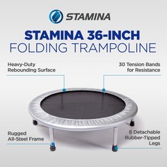 Stamina Products 36 Inch Folding Quiet & Safe Trampoline for Cardio (Open Box)