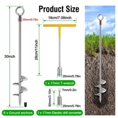 Ground Anchors Heavy Duty, 6 Pack Fully Welded Solid Steel Ground Anchors Scr…