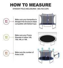 Cliselda Trampoline Replacement Safety Net for 6 Straight Poles Round Frame