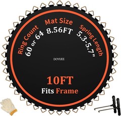 Fits 10FT Trampoline 60 Rings & (102.8″|8.56ft) Mat-Fits 5.3-5.7″ Springs