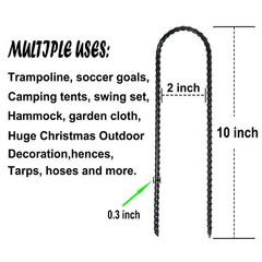 10-Inch Trampoline Stakes Heavy Duty U Shaped Rebar Ground Stakes Ground Anch…