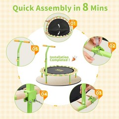 36” Mini Trampoline Kids 3-6 Foldable & Spring-Free Small Toddler Trampoline