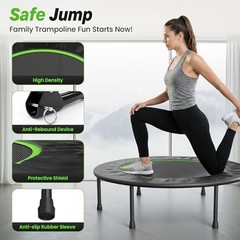 40″ Foldable Mini Fitness Trampoline, 10MM Thickened Bungee Rebounder