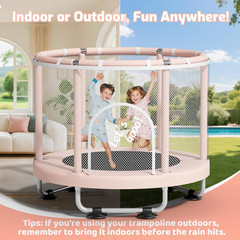 55 Inch Kids Trampoline with Safety Frame and Foam Padding Indoor Outdoor