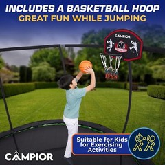 Pumpkin Trampoline with Basketball Hoop & Inner Enclosure – Safe, Durable