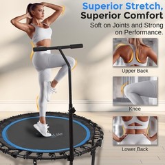 40″ Mini Trampoline Fitness with Reinforced Springs Adjustable Safety Handle