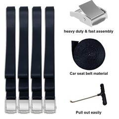 Set of 4 Heavy Duty Trampoline Stakes Corkscrew Anchor Kit with Belt Straps