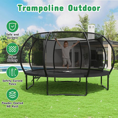 Polar Aurora 10FT 12FT 14FT 16FT Outdoor Trampoline with Safety Enclosure Net, T