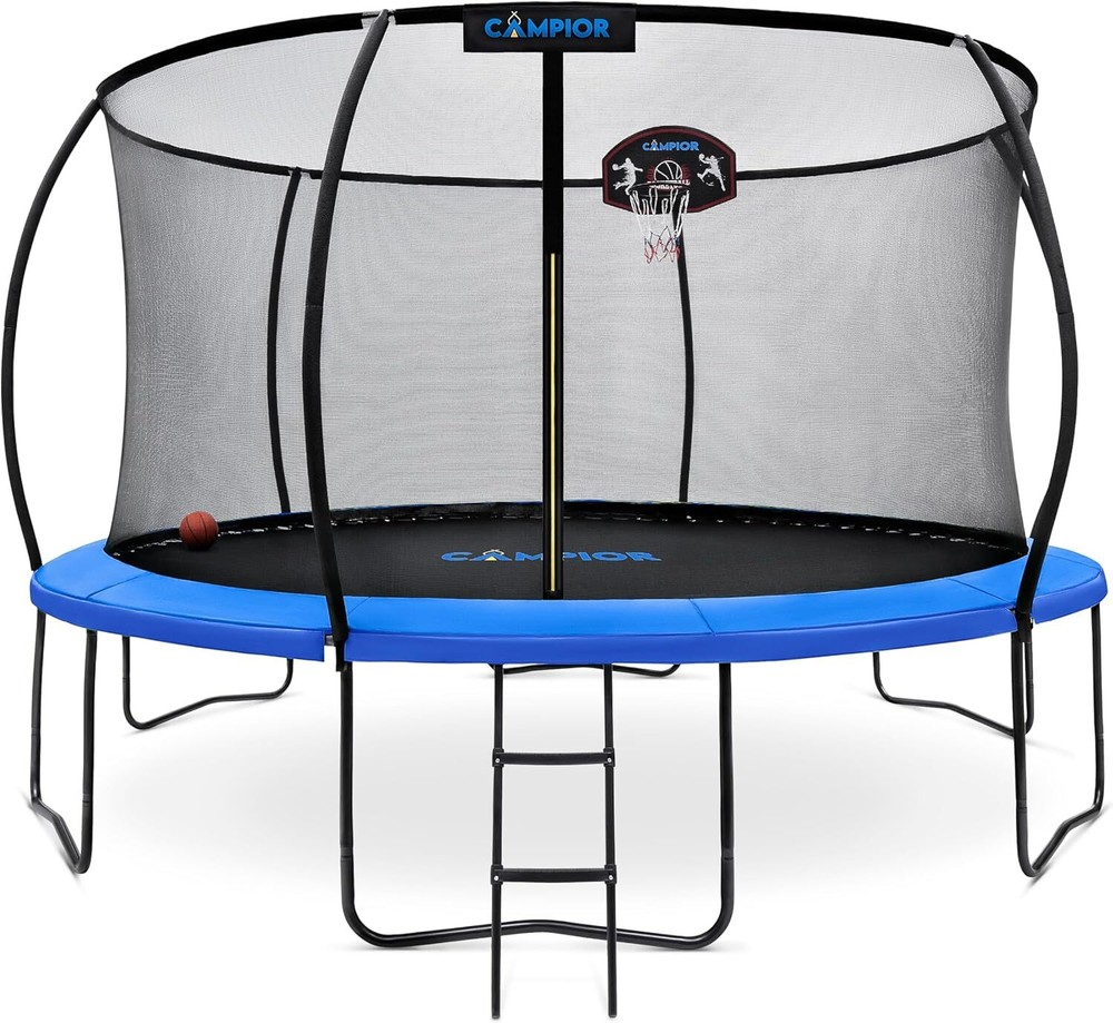 Pumpkin Trampoline with Basketball Hoop & Inner Enclosure – Safe, Durable