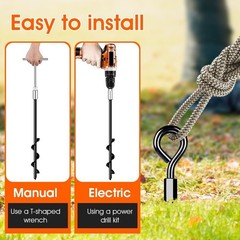 Ground Anchors Screw in, Heavy Duty Tent Stakes Trampoline Anchors 4Pack, Gro…