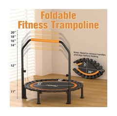 40″/48″ Foldable Mini Trampoline Load 330bs,Portable with Adjustable Foam Handle