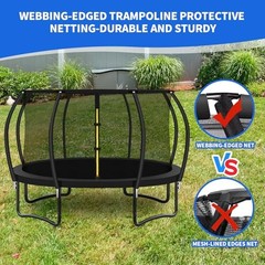 Top Ring Trampoline Enclosure Net Replacement-for 8 Curved Poles Top 12FT Frame