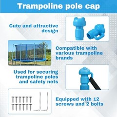 12 Pcs Trampoline Pole Caps Replacement 1.26 Incn, Enclosure Trampoline Blue