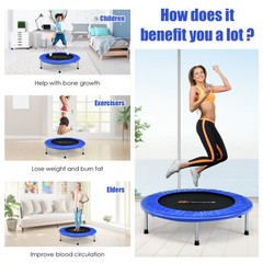 Goplus Mini Folding 38″ Trampoline Portable Recreational Fitness Rebounder Blue