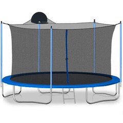 12FT Trampoline for Adults & Kids with Basketball Hoop, Outdoor Trampolines