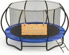 10/14 FT Outdoor Trampoline W/ Safety Net and Ladder Trampoline for Kids & Adult