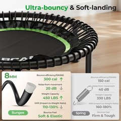 BCAN BT2 450/550LBS Mini Rebounder Trampoline for Adults with Bar, Fitness Tr…