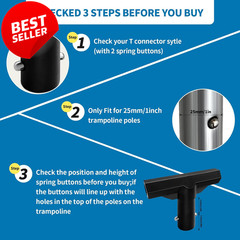 6-Pack Trampoline T-Connector Pole Caps Top Tube Enclosure Replacement Black -US
