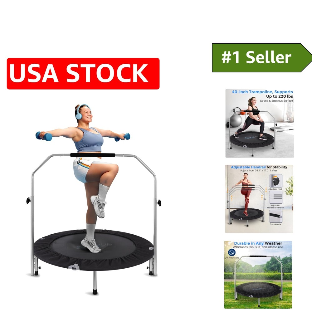 40” Foldable Mini Trampoline for Adults – Compact Fitness Rebounder for 330lbs
