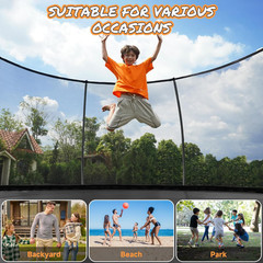 10FT 12FT 14FT 15FT 16FT Outdoor Trampoline with Enclosure Net, Heavy Duty Yard