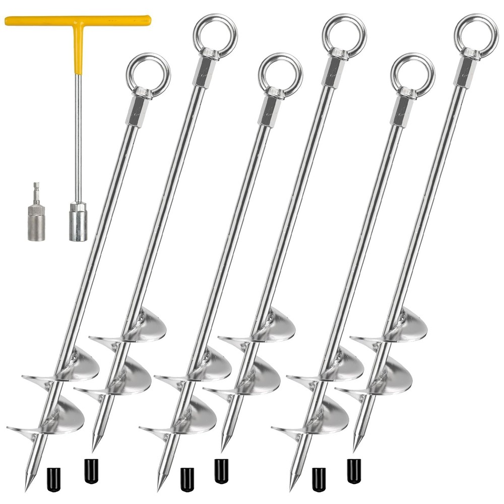 Ground Anchors Heavy Duty, 6 Pack Fully Welded Solid Steel Ground Anchors Scr…