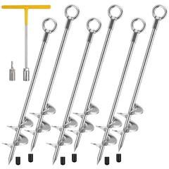Ground Anchors Heavy Duty, 6 Pack Fully Welded Solid Steel Ground Anchors Scr…