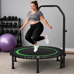 48″ Mini Fitness Trampoline for Adults Indoor Exercise Rebounder with Handle Bar