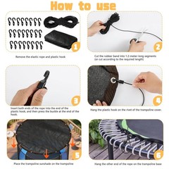 Black Round 12FT Trampoline Cover – 90% Sunblock Shade with Hooks