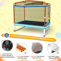 GYMAX Trampoline for Kids, 75” ASTM Approved Recreational Trampolines with Swing