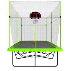 10ft by 17ft Rectangle Trampoline with Ladder Basketball Hoop System Inflator
