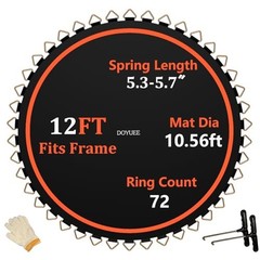 Trampoline Mat，10.56ft/126.8in Diameter Mat with 72 Rings,Fits 12FT Trampoline