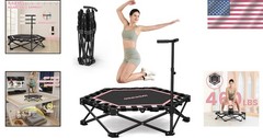 42” Foldable Mini Rebounder Trampoline – Adjustable Handle, Max Load 460lbs