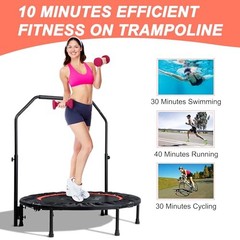 YESUNEED MINI EXERCISE TRAMPOLINE FOLDABLE FITNESS TRAMPOLINE 40″ BLACK/RED