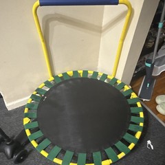 Fitness Trampoline with Handlebar Black Yellow Green for Indoor Gym Training