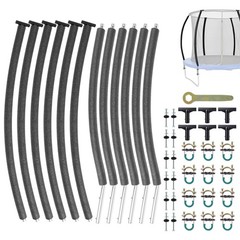 Replacement Trampoline Poles 6PCS Curved Straight 8-16FT Universal Enclosure