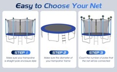 16ft Replacement Weather-Resistant Trampoline Safety Enclosure Net Double-Zipper