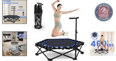 Quiet & Safe 42” Trampoline with Adjustable Handle – Perfect for Home Workouts