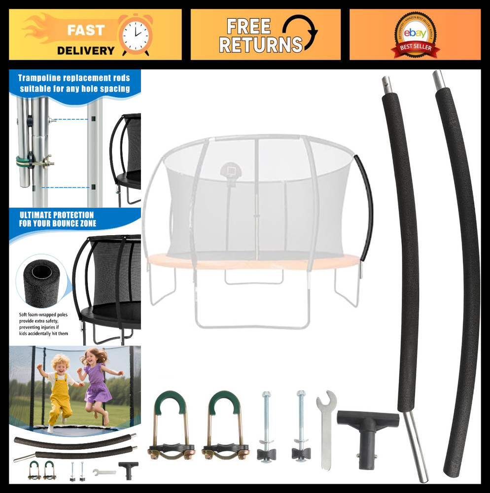 Universal Trampoline Pole Replacement 1PC, Fits 8-14FT, Foam Sleeve & Hardware