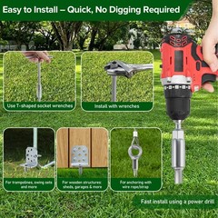 Ciyivak Swing Set Anchors 20″ – 4 Pack Heavy Duty Ground Anchors Screw in wit…