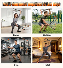 Weighted Ropeless Battle Ropes with Adjustable Spring Resistance, Quiet Cordless