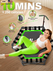 Mini Trampoline for Adults 42″ Foldable Fitness Rebounder with Adjustable T-Bar