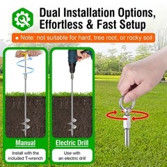 Ground Anchors Heavy Duty, 6 Pack Fully Welded Solid Steel Ground Anchors Scr…