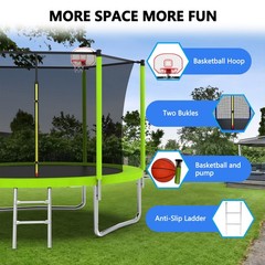 10ft Trampoline with Ladder Adults Kids Outdoor ASTM Approved Safety Trampolines