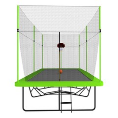10ft by 17ft Rectangle Trampoline with Ladder Basketball Hoop System Inflator