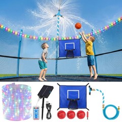 3-in-1 Trampoline Accessories Kit: 360°Rotating Water Sprinkler, 50FT Solar-P…