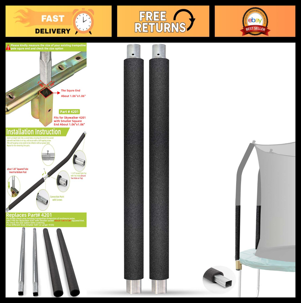 Replacement Trampoline Poles – Galvanized Enclosure for 8ft, 10ft, 12ft, 14ft