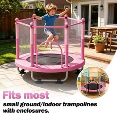 Small Trampoline Pad, Round Spring Replacement Cover, 4.6 FT Pink-4.6 FT / 55″