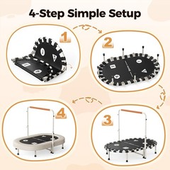 FED FITNESS 56” 2-Person Kids Trampoline With Handle & Safe Thickened Cover